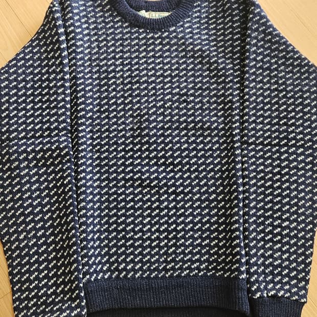 80s 빈티지 엘엘빈 버드아이 울니트 네이비 XL