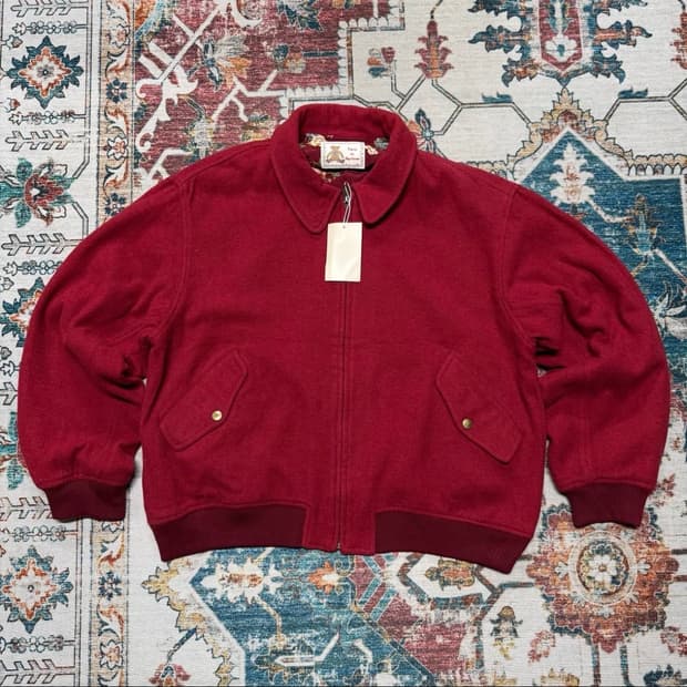  빈티지 리버시블(양면) 플라워 패턴 울 자