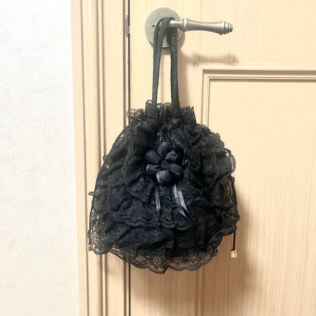 블랙 페어리 레이스 고딕 고스 로리타 지뢰계 양산형 핀터깔 빈티지 가방 