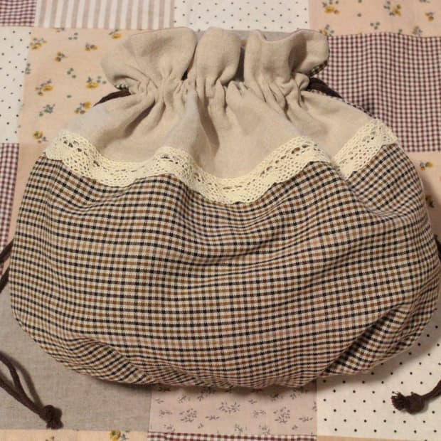 핸드메이드 빈티지 업사이클링 셔링 스트링 파우치