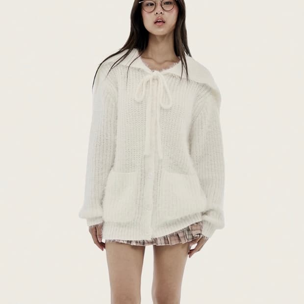 클리시어 바닐라 푸딩 퍼 가디건