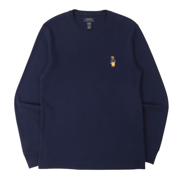 폴로 랄프로렌 네이비 폴로베어 와플 롱슬리브