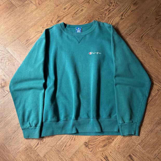 [2XL]90's 챔피온 Made in USA 빈티지 그린 스웻셔츠