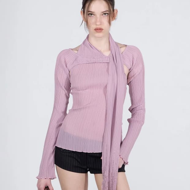 스컬프터 Beaded Scarf Set-Up Top Mauve 스카프 탑