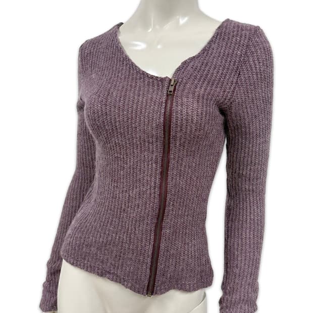 빈티지 GUIZOT 핑크 퍼플 지퍼 니트