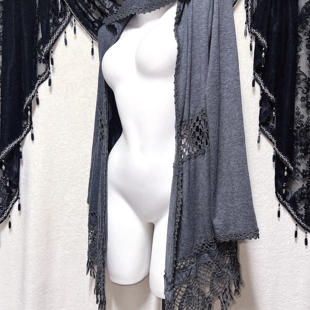 오리엔탈 후드 뜨개 레이스 펀칭 가디건 로브 고스펑크 페어리그런지 핀터