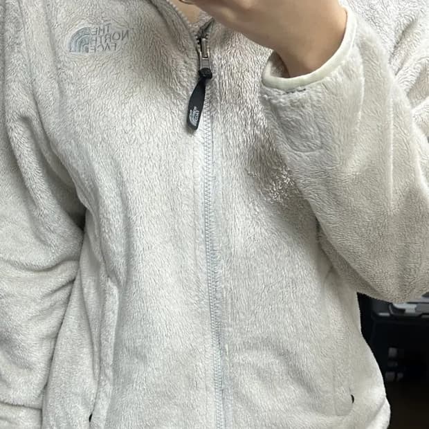 노스페이스 화이트 후리스 플리스 집업 s