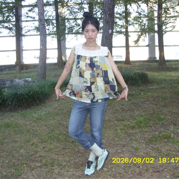 패치워크 펀칭 나시