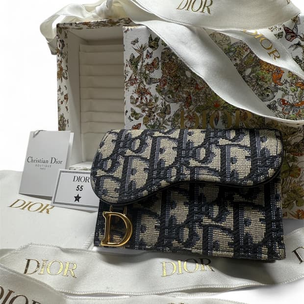 [풀구성 / 상태 최상] 디올 오블리크 새들 플랩 여성 카드지갑