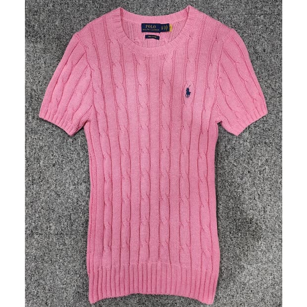 폴로 랄프로렌 꽈배기 케이블 니트 반팔 XS