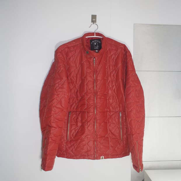 a bathing ape star quilted biker jacket