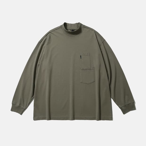 모이프 [AW25] 배기 모크넥 롱슬리브 티 / 올리브 그레이 Size1