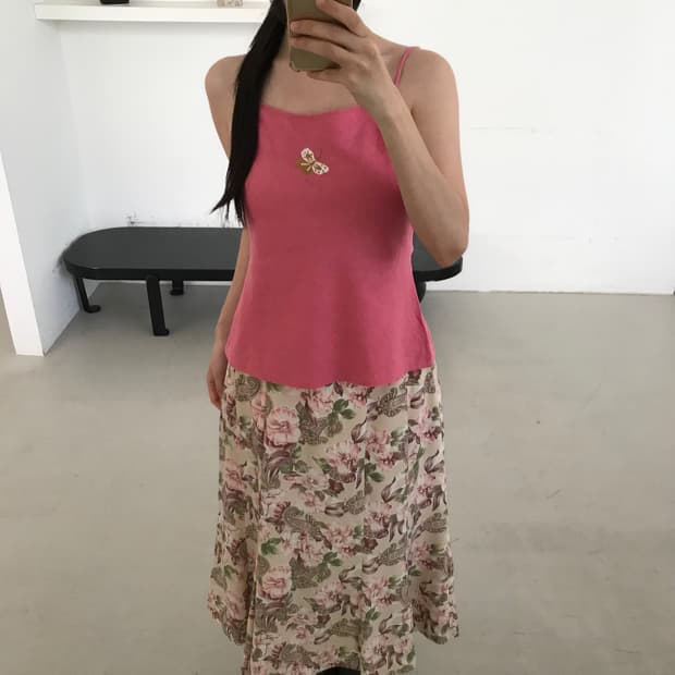 vintage pink butterfly sleeveless