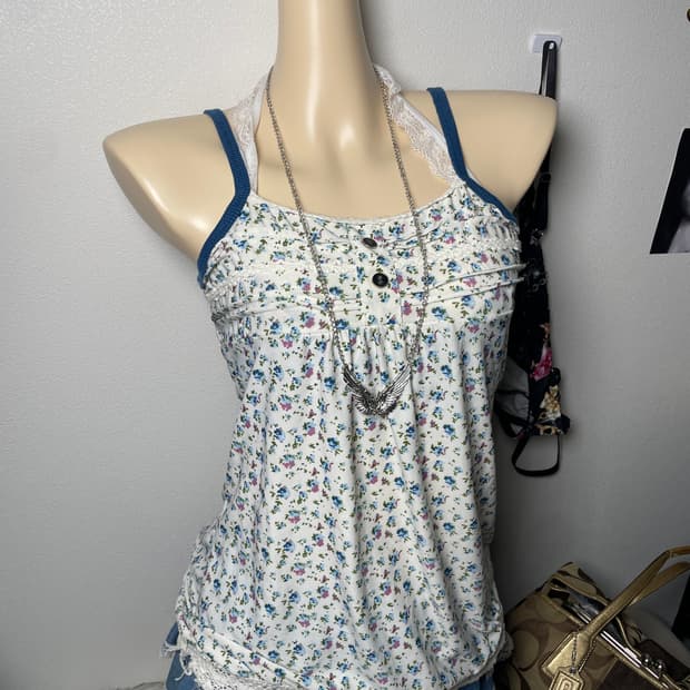 빈티지 슬리브리스 꽃무늬 