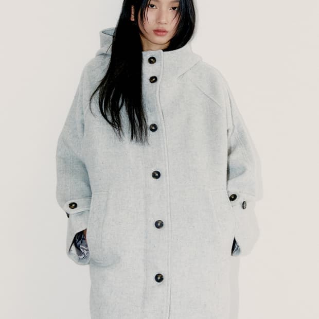 RICH WOOL HALF COAT, GRAY