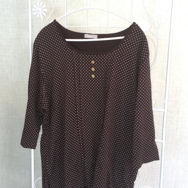 jpn vintage 브라운 도트 모리 롱슬리브