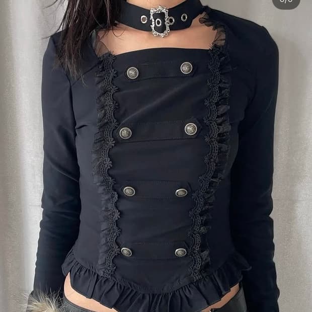 파예 빈티지 고스 프릴 탑