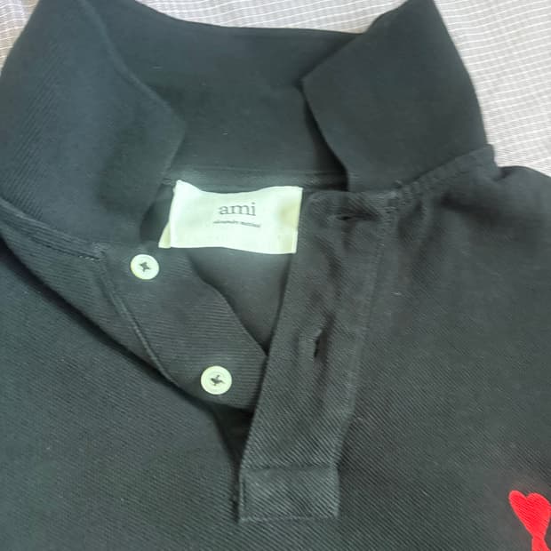 AMI 아미 반팔 카라티 M 블랙 백화점판