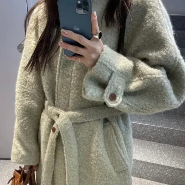 런던플랏 브루클린 울알파카 부클 하프코트