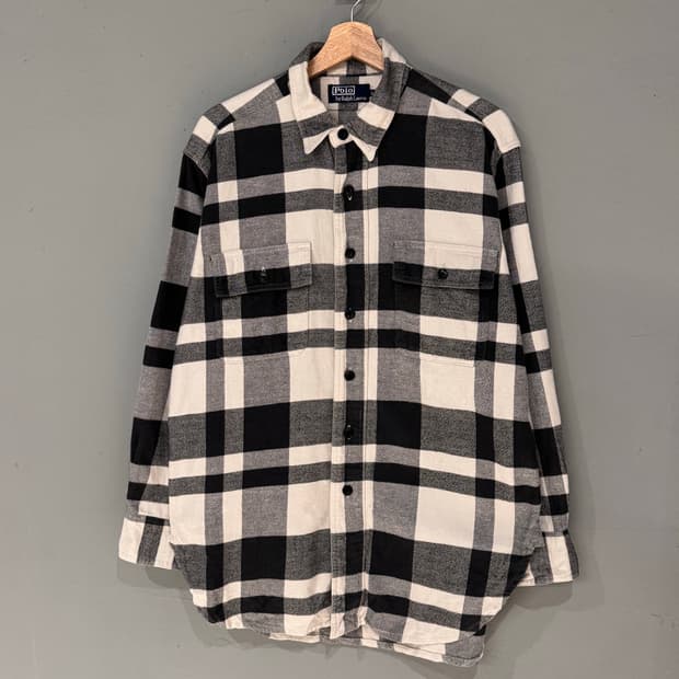 폴로랄프로렌 블랙 화이트 플란넬 체크셔츠 