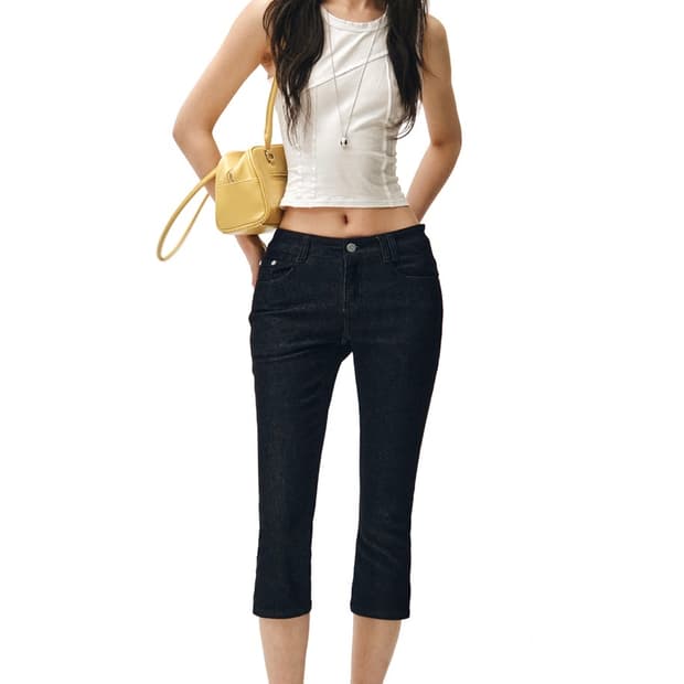 새상품) 데케트우먼 카프리진스 팬츠 블랙