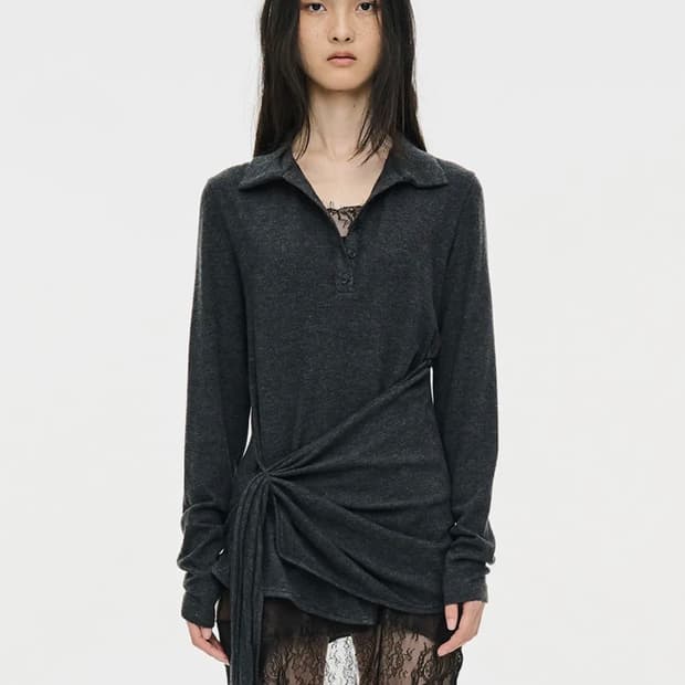 세릭 TWIST BUTTON TOP / CHARCOAL