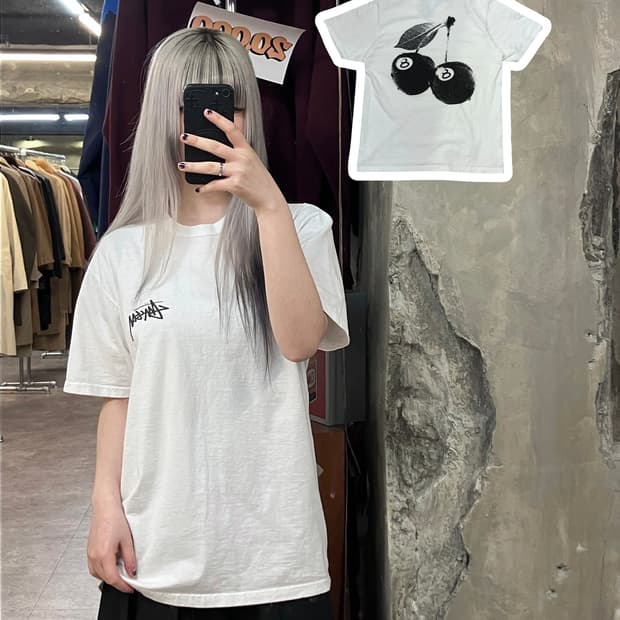 스투시 반팔 티셔츠 화이트 M #csz3518