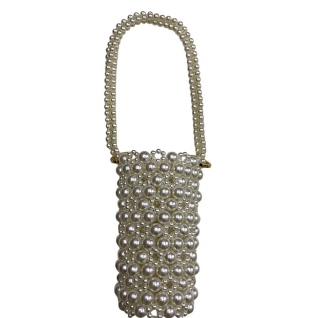 진주 비즈 미니 원통백