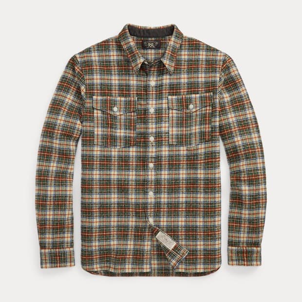 rrl 더블알엘 체크 울 블렌드 트윌 워크셔츠