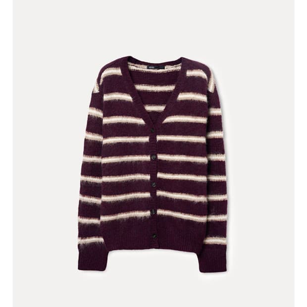 미쏘 헤어리 스트라이프 가디건