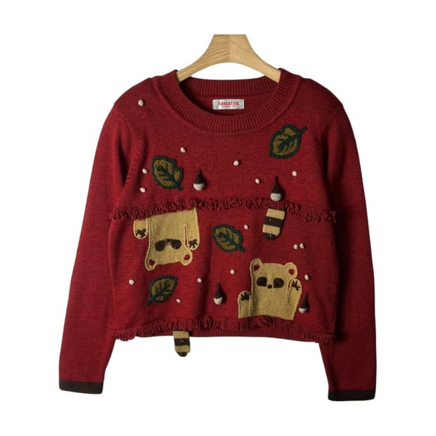 [JPN] 재팬 핸드메이드 다람쥐 폼폼 니트