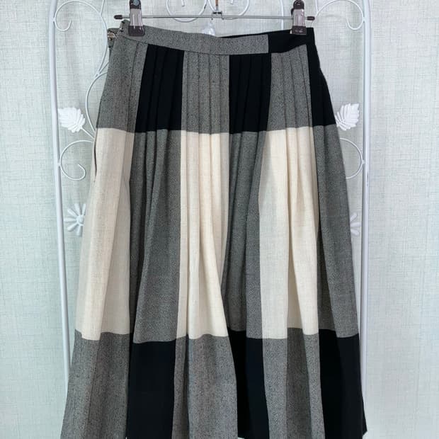 jpn vintage 블랙 그레이 체크 미디 스커트 y2k 스트릿 갸루 