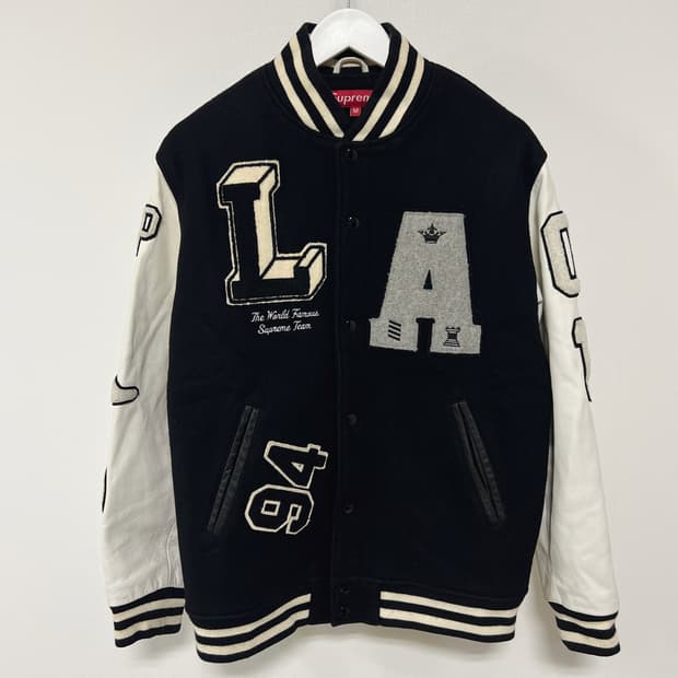 슈프림 06AW 올시티 베이스볼 바시티 자켓 검흰 