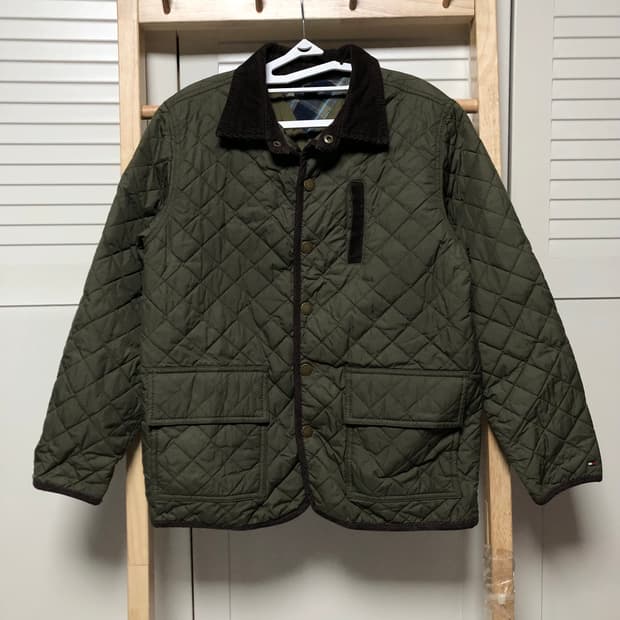 타미힐피거 퀄팅자켓 상태굿 여성추천 딥카키 자켓