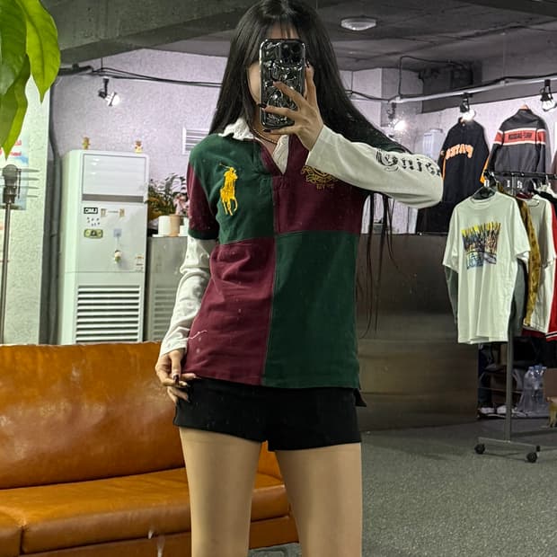 폴로랄프로렌 컬러블록 럭비 반팔 카라 티셔츠 B4674