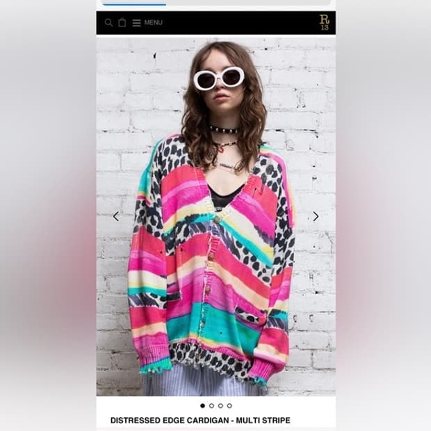 투어스 지훈님 착용 알써틴 r13 멀티 스트라이프 디스트레스드 가디건 