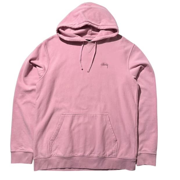 스투시 스탁로고 후드 딸기우유 핑크