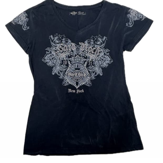 빈티지 하드락카페 뉴욕 여성용 반팔티셔츠