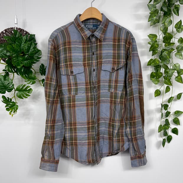 [폴로] 랄프로렌 체크 마,견 셔츠 남방 (XL)