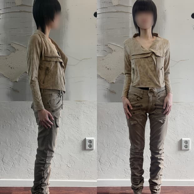 Beige Pocket Shirring Pants