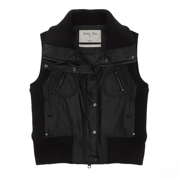 마뗑킴 니트 패딩조끼 니트 포인트 하이넥 조끼 패딩