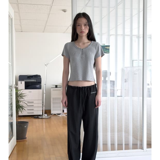 오버듀플레어 COTTON SHEER PANTS_BLACK