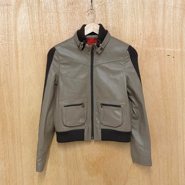 VTG leather rider jacket 레더 니트 배색 라이더 자켓
