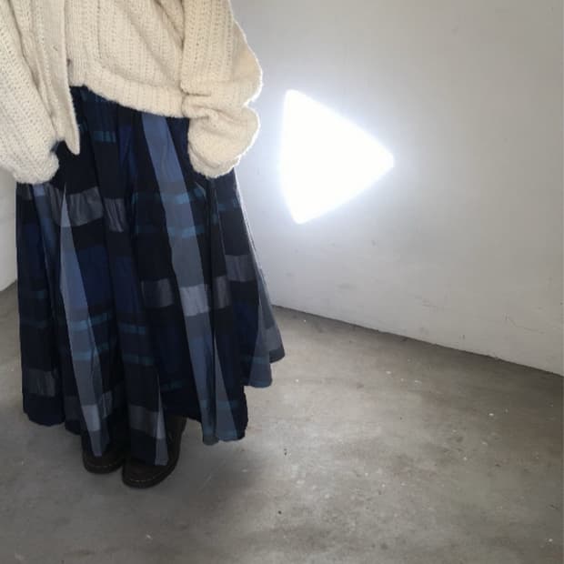 blue check skirt