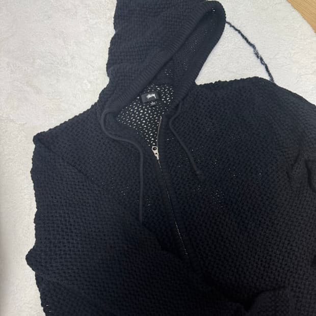 스투시 메쉬 후드 집업 블랙 L