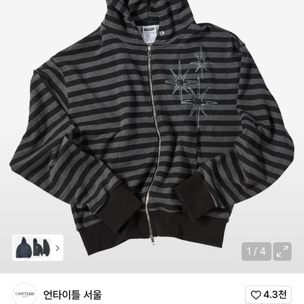 언타이틀 서울 스트라이프 후드집업