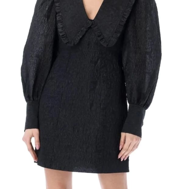 GANNI 가니 블랙 퍼프 소매 미니 드레스 34