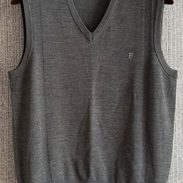 프랑코페라로 울 블렌드 브이넥 그레이 니트 조끼 울혼방 베스트 100
