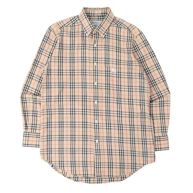 버버리 베이지 노바체크 포켓 로고 셔츠