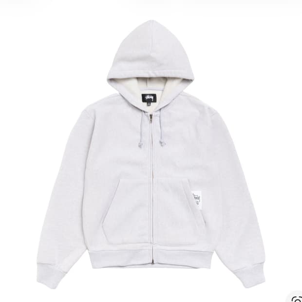 스투시 패치 니트 후드 집업 애쉬 헤더 M